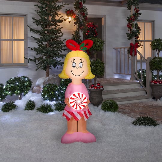5ft. Airblown® Dr. Seuss™ Inflatable Cindy Lou Who with Peppermint MD Christmas Light Décor